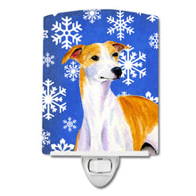 Load image into Gallery viewer, Whippet Winter Snowflakes Holiday Ceramic Night Light LH9283CNL