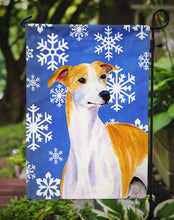 Load image into Gallery viewer, Whippet Winter Snowflakes Holiday Garden Flag – Decorative Outdoor Yard Flag
