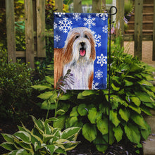 Load image into Gallery viewer, Bearded Collie Winter Snowflakes Holiday Garden Flag – Decorative Outdoor Yard Flag