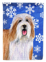 Load image into Gallery viewer, Bearded Collie Winter Snowflakes Holiday Garden Flag – Decorative Outdoor Yard Flag