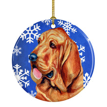 Load image into Gallery viewer, Bloodhound Winter Snowflake Holiday Ornament - Round Ceramic Ornament – Artist-Designed Keepsake Decoration LH9286