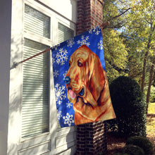 Load image into Gallery viewer, Bloodhound Winter Snowflakes Holiday Flag Canvas House Size