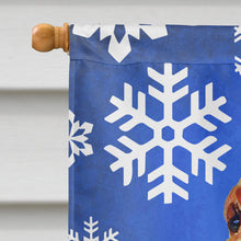Load image into Gallery viewer, Bloodhound Winter Snowflakes Holiday Flag Canvas House Size
