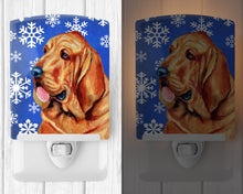 Load image into Gallery viewer, Bloodhound Winter Snowflakes Holiday Ceramic Night Light LH9286CNL