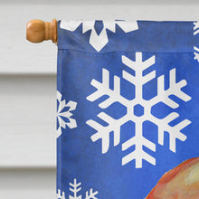 Load image into Gallery viewer, Basset Hound Winter Snowflakes Holiday Flag Canvas House Size