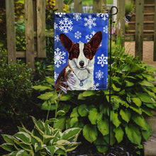 Load image into Gallery viewer, Corgi Winter Snowflakes Holiday Garden Flag – Decorative Outdoor Yard Flag