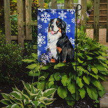 Load image into Gallery viewer, Bernese Mountain Dog Winter Snowflakes Holiday Garden Flag – Decorative Outdoor Yard Flag