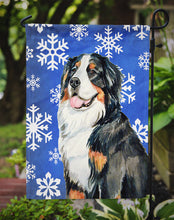 Load image into Gallery viewer, Bernese Mountain Dog Winter Snowflakes Holiday Garden Flag – Decorative Outdoor Yard Flag