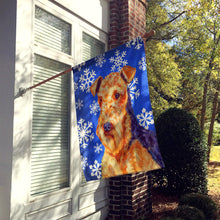 Load image into Gallery viewer, Airedale Winter Snowflakes Holiday Flag Canvas House Size