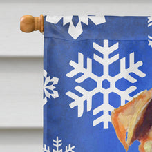 Load image into Gallery viewer, Airedale Winter Snowflakes Holiday Flag Canvas House Size