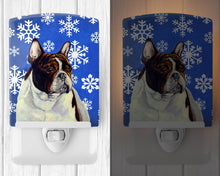 Load image into Gallery viewer, French Bulldog Winter Snowflakes Holiday Ceramic Night Light LH9292CNL