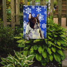 Load image into Gallery viewer, French Bulldog Winter Snowflakes Holiday Garden Flag – Decorative Outdoor Yard Flag