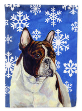 Load image into Gallery viewer, French Bulldog Winter Snowflakes Holiday Garden Flag – Decorative Outdoor Yard Flag