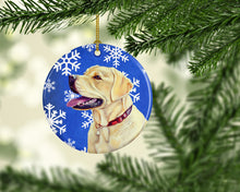 Load image into Gallery viewer, Labrador Winter Snowflake Holiday Ornament - Round Ceramic Ornament – Artist-Designed Keepsake Decoration LH9293