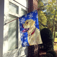 Load image into Gallery viewer, Labrador Winter Snowflakes Holiday Flag Canvas House Size