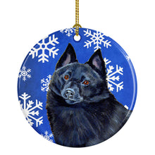 Load image into Gallery viewer, Schipperke Winter Snowflake Holiday Ornament - Round Ceramic Ornament – Artist-Designed Keepsake Decoration LH9294