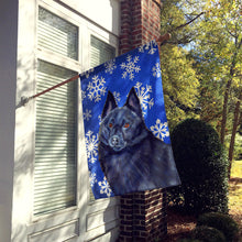 Load image into Gallery viewer, Schipperke Winter Snowflakes Holiday Flag Canvas House Size