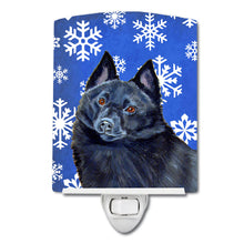 Load image into Gallery viewer, Schipperke Winter Snowflakes Holiday Ceramic Night Light LH9294CNL
