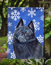 Load image into Gallery viewer, Schipperke Winter Snowflakes Holiday Garden Flag – Decorative Outdoor Yard Flag