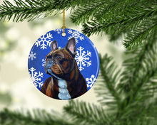 Load image into Gallery viewer, French Bulldog Winter Snowflake Holiday Ornament - Round Ceramic Ornament – Artist-Designed Keepsake Decoration LH9295