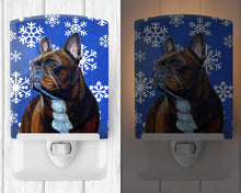 Load image into Gallery viewer, French Bulldog Winter Snowflakes Holiday Ceramic Night Light LH9295CNL