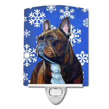 Load image into Gallery viewer, French Bulldog Winter Snowflakes Holiday Ceramic Night Light LH9295CNL