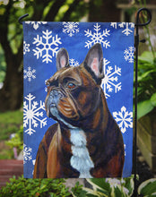Load image into Gallery viewer, French Bulldog Winter Snowflakes Holiday Garden Flag – Decorative Outdoor Yard Flag