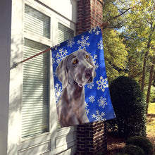 Load image into Gallery viewer, Weimaraner Winter Snowflakes Holiday Flag Canvas House Size