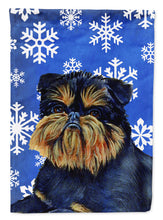 Load image into Gallery viewer, Brussels Griffon Winter Snowflakes Holiday Flag Canvas House Size