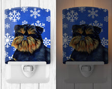 Load image into Gallery viewer, Brussels Griffon Winter Snowflakes Holiday Ceramic Night Light LH9298CNL