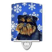 Load image into Gallery viewer, Brussels Griffon Winter Snowflakes Holiday Ceramic Night Light LH9298CNL