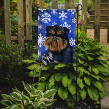 Load image into Gallery viewer, Brussels Griffon Winter Snowflakes Holiday Garden Flag – Decorative Outdoor Yard Flag