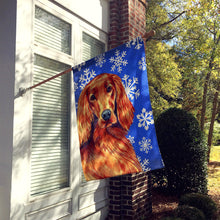 Load image into Gallery viewer, Irish Setter Winter Snowflakes Holiday Flag Canvas House Size