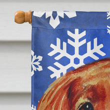 Load image into Gallery viewer, Irish Setter Winter Snowflakes Holiday Flag Canvas House Size