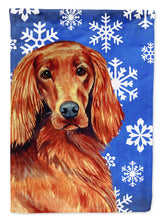 Load image into Gallery viewer, Irish Setter Winter Snowflakes Holiday Garden Flag – Decorative Outdoor Yard Flag