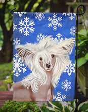 Load image into Gallery viewer, Chinese Crested Winter Snowflakes Holiday Garden Flag – Decorative Outdoor Yard Flag