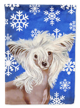 Load image into Gallery viewer, Chinese Crested Winter Snowflakes Holiday Garden Flag – Decorative Outdoor Yard Flag
