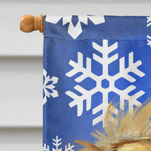 Load image into Gallery viewer, Tibetan Spaniel Winter Snowflakes Holiday Flag Canvas House Size