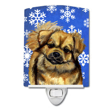 Load image into Gallery viewer, Tibetan Spaniel Winter Snowflakes Holiday Ceramic Night Light LH9304CNL