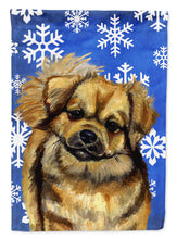 Load image into Gallery viewer, Tibetan Spaniel Winter Snowflakes Holiday Garden Flag – Decorative Outdoor Yard Flag