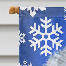 Load image into Gallery viewer, Old English Sheepdog Winter Snowflakes Holiday Flag Canvas House Size
