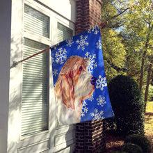 Load image into Gallery viewer, Petit Basset Griffon Vendeen Winter Snowflakes Holiday Flag Canvas House Size