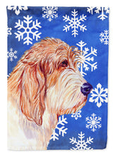 Load image into Gallery viewer, Petit Basset Griffon Vendeen Winter Snowflakes Holiday Flag Canvas House Size
