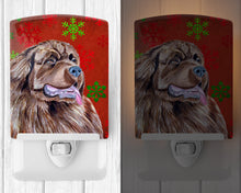 Load image into Gallery viewer, Newfoundland Red and Green Snowflakes Holiday Christmas Ceramic Night Light LH9309CNL