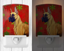 Load image into Gallery viewer, Great Dane Red and Green Snowflakes Holiday Christmas Ceramic Night Light LH9310CNL