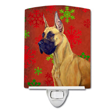 Load image into Gallery viewer, Great Dane Red and Green Snowflakes Holiday Christmas Ceramic Night Light LH9310CNL