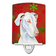 Load image into Gallery viewer, Great Dane Red and Green Snowflakes Holiday Christmas Ceramic Night Light LH9311CNL