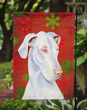 Load image into Gallery viewer, Great Dane Red and Green Snowflakes Holiday Christmas Garden Flag – Decorative Outdoor Yard Flag