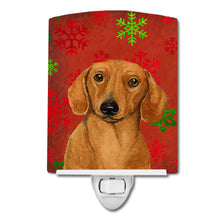 Load image into Gallery viewer, Dachshund Red and Green Snowflakes Holiday Christmas Ceramic Night Light LH9312CNL