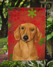 Load image into Gallery viewer, Dachshund Red and Green Snowflakes Holiday Christmas Garden Flag – Decorative Outdoor Yard Flag